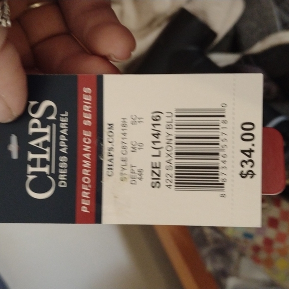 NWT Youth Chaps Performance Series Blue Button Down Long Sleeve Dress Shirt - Picture 4 of 4